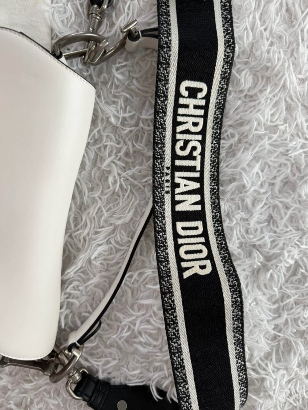 Christian Dior White Calfskin Saddle Bag - Picture 8 of 12